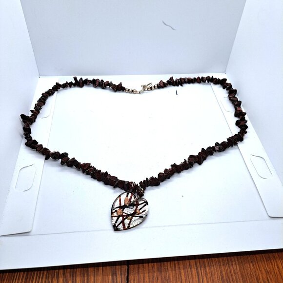 Red jasper nugget beads glass heart toggle clasp - Picture 5 of 7